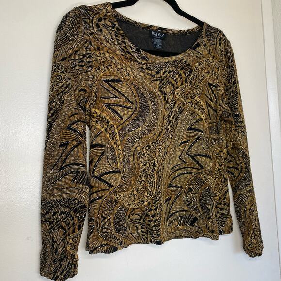 West End Petite Bedazzled Mobwife Sopranos 3/4 Length Y2K Abstract Top size PM - Picture 4 of 9